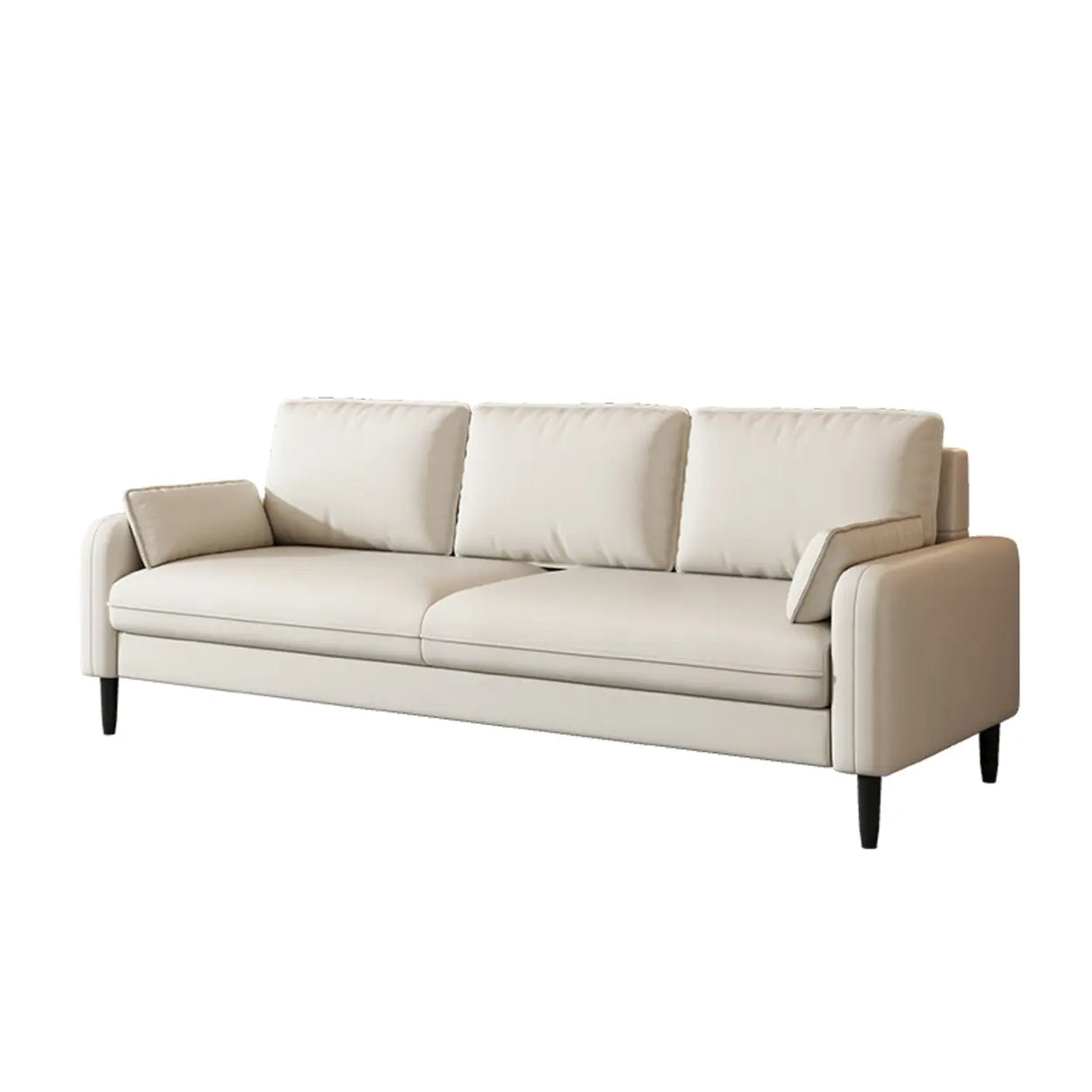 Light Blue Microfiber Leather Square Arm 3-Seat Sofa Image - 10