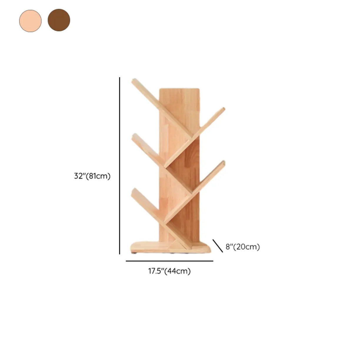 Light Brown Trendy Tree-Shaped Rubberwood Bookcase