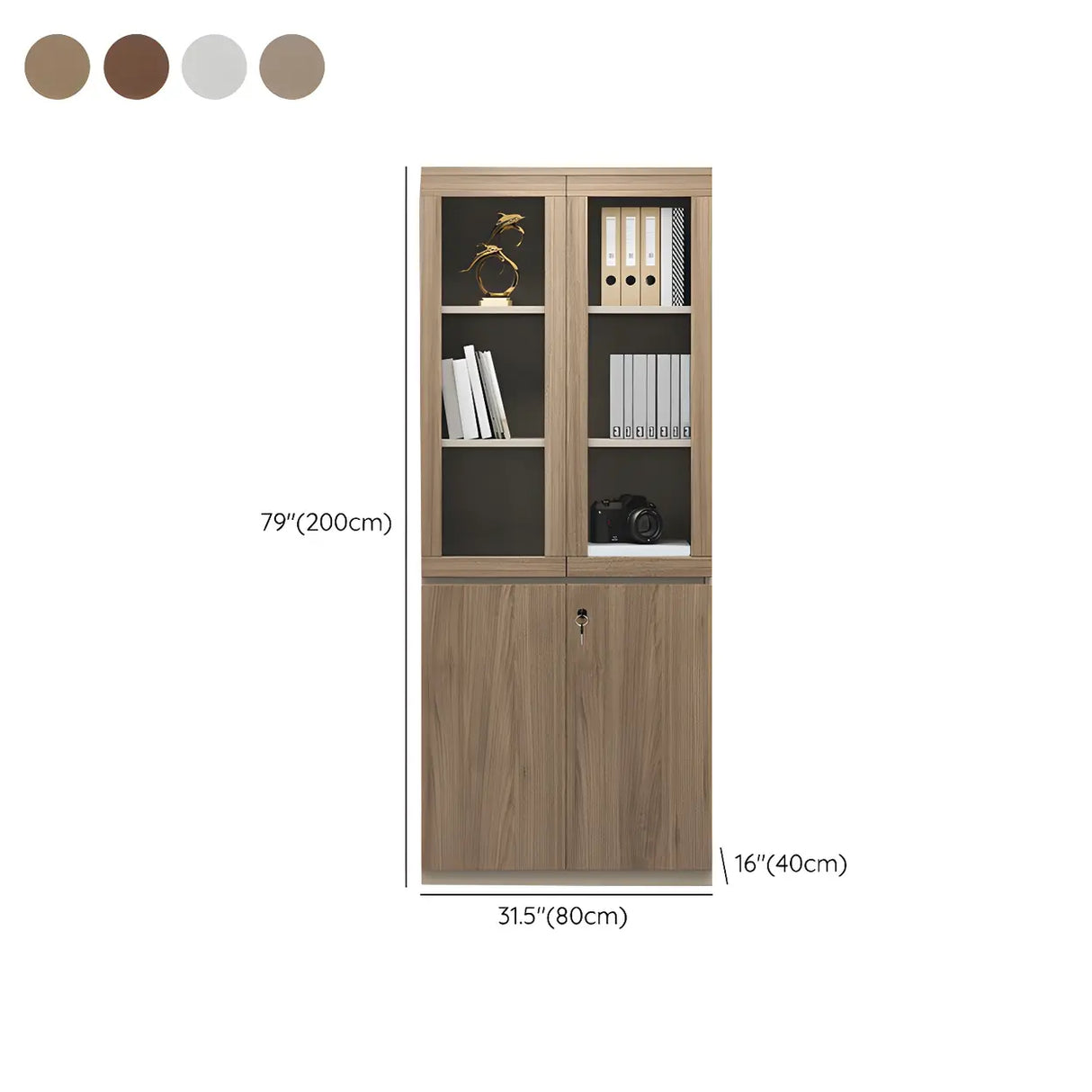 Light Brown Vertical Wood Large Lockable Filing Cabinet