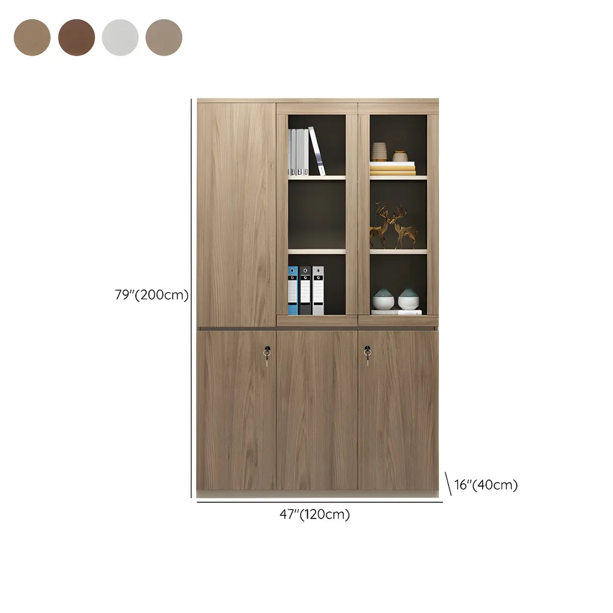 Light Brown Vertical Wood Large Lockable Filing Cabinet Image - 12