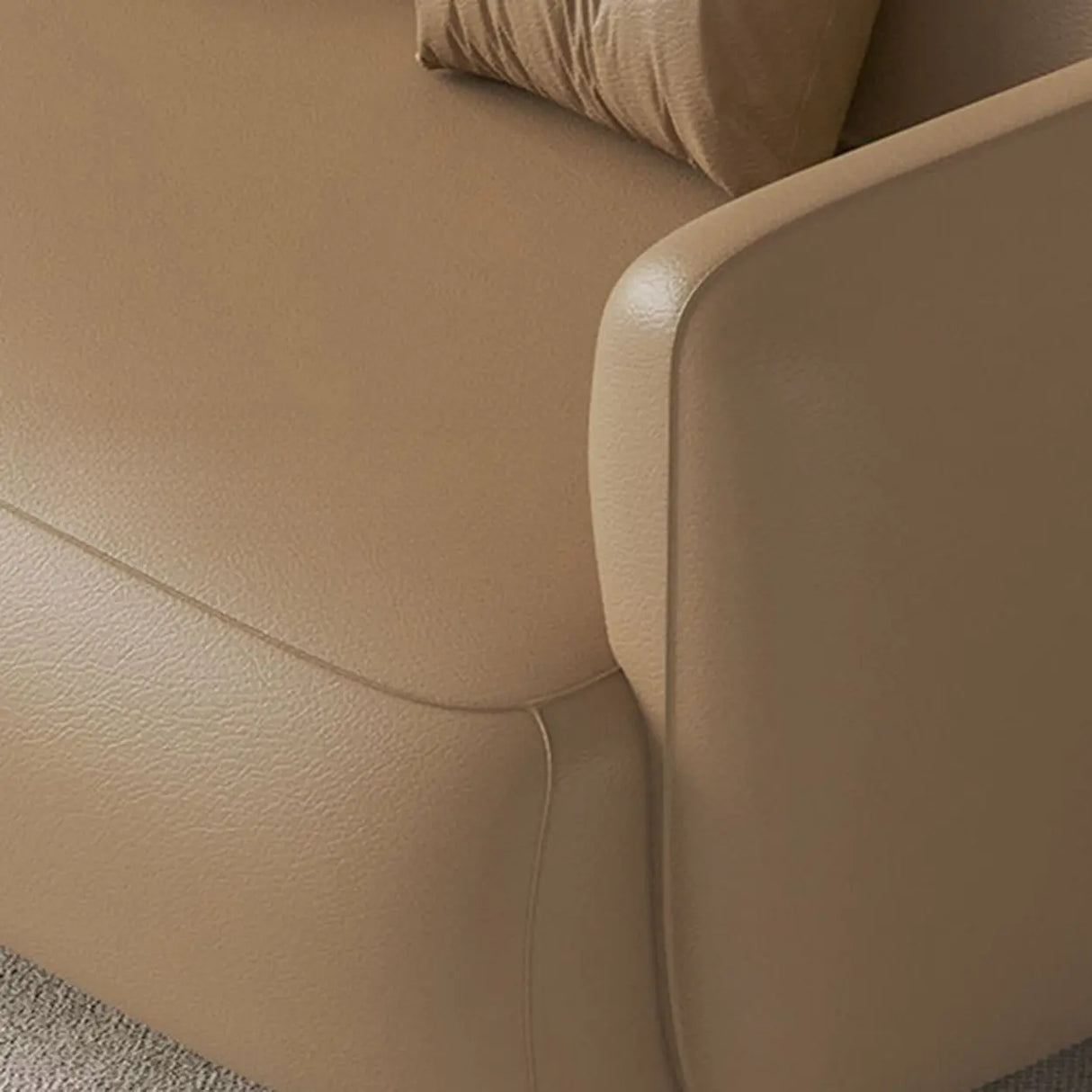 Light Brown Water Resistant Leather Tight Back Sofa Image - 10