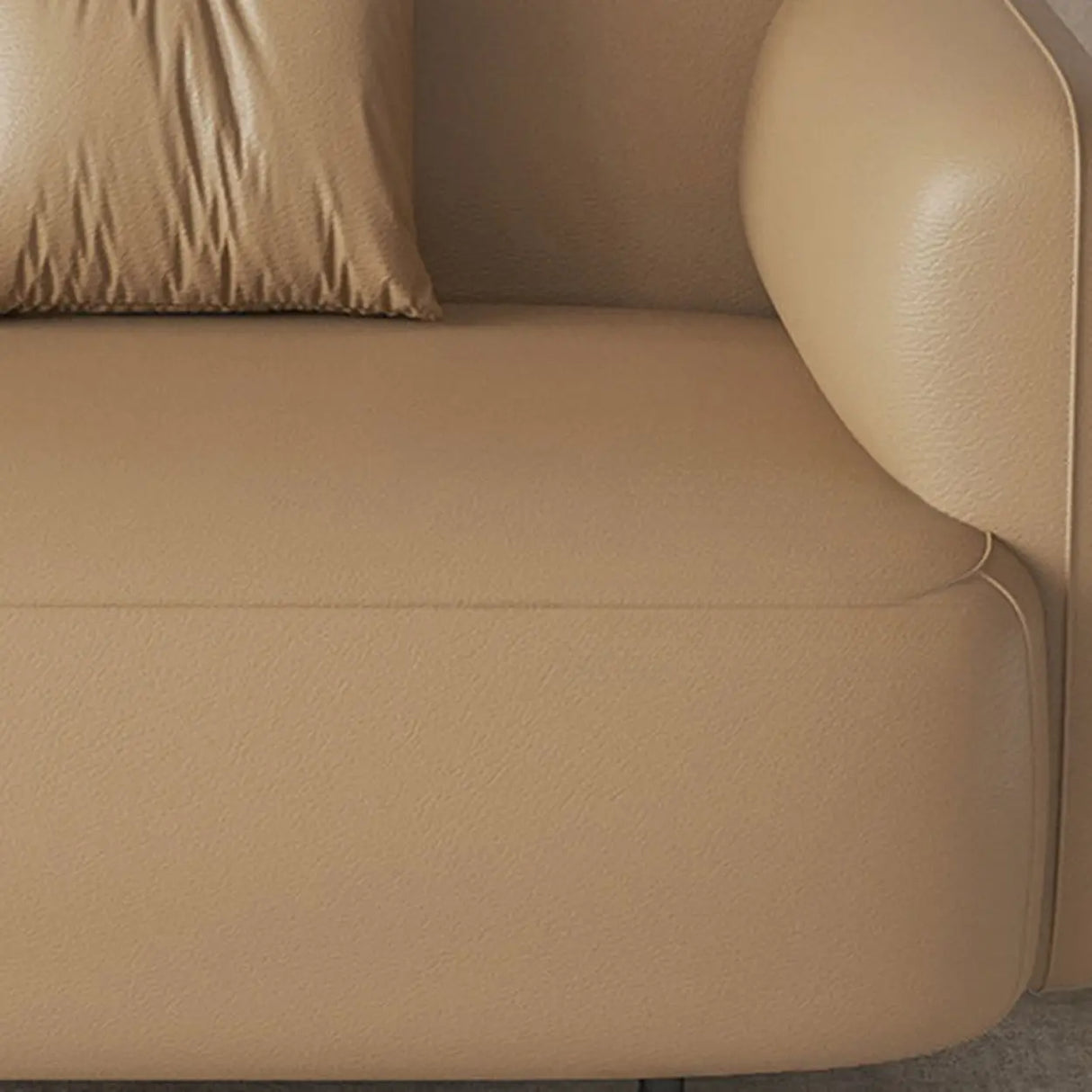 Light Brown Water Resistant Leather Tight Back Sofa Image - 11