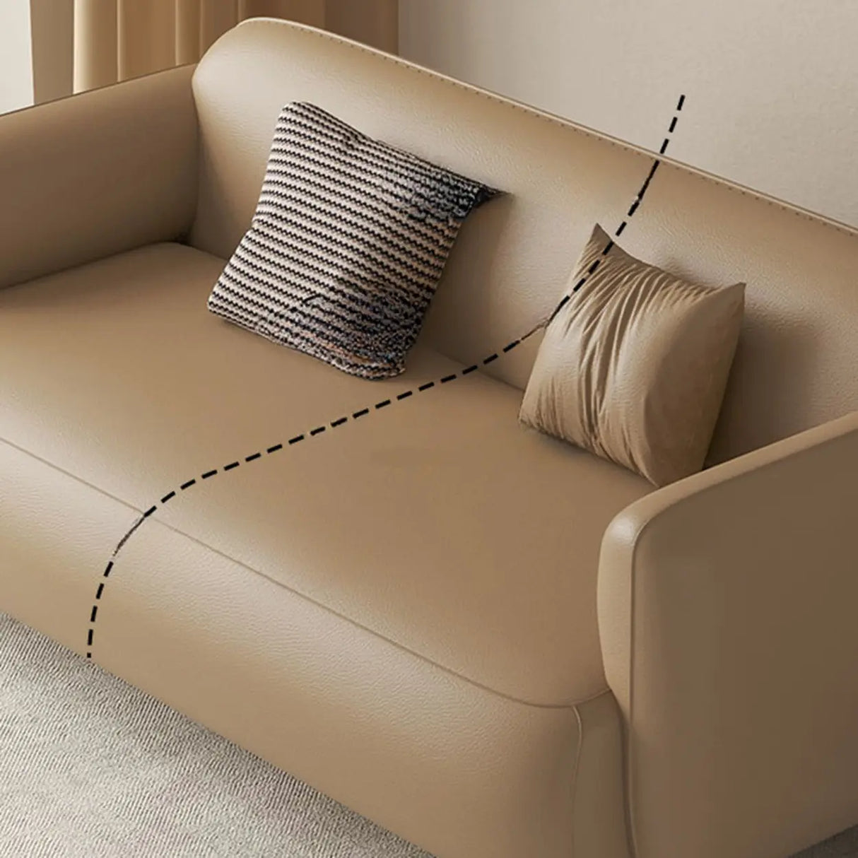 Light Brown Water Resistant Leather Tight Back Sofa Image - 13