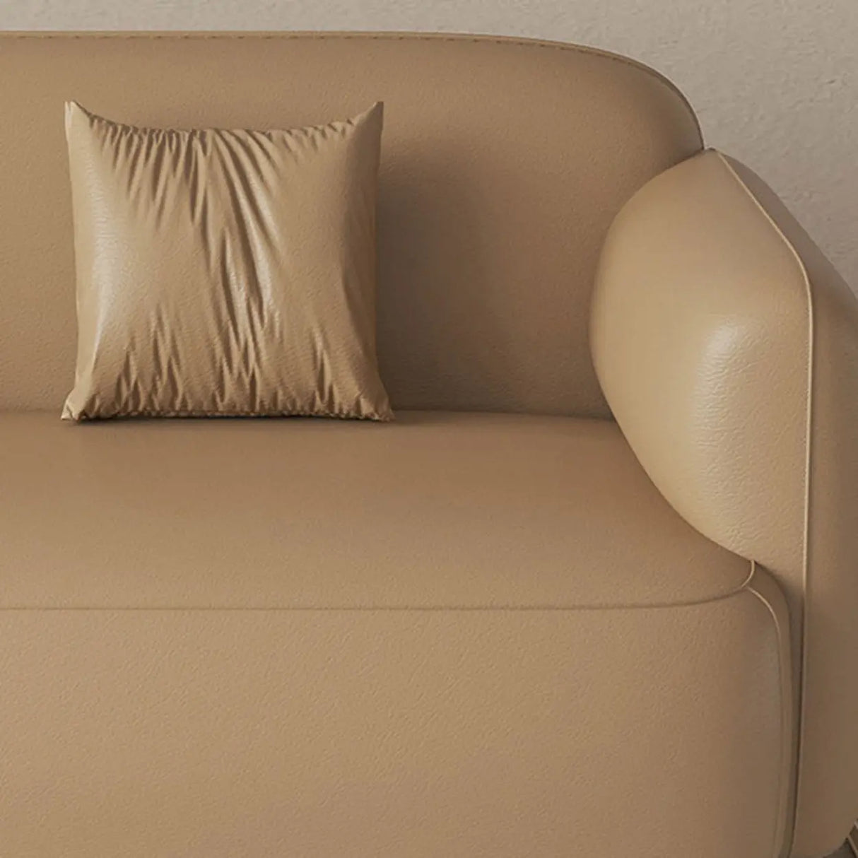 Light Brown Water Resistant Leather Tight Back Sofa Image - 14