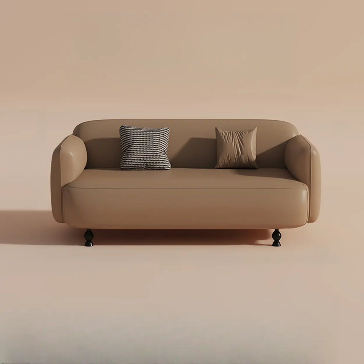 Light Brown Water Resistant Leather Tight Back Sofa Image - 2