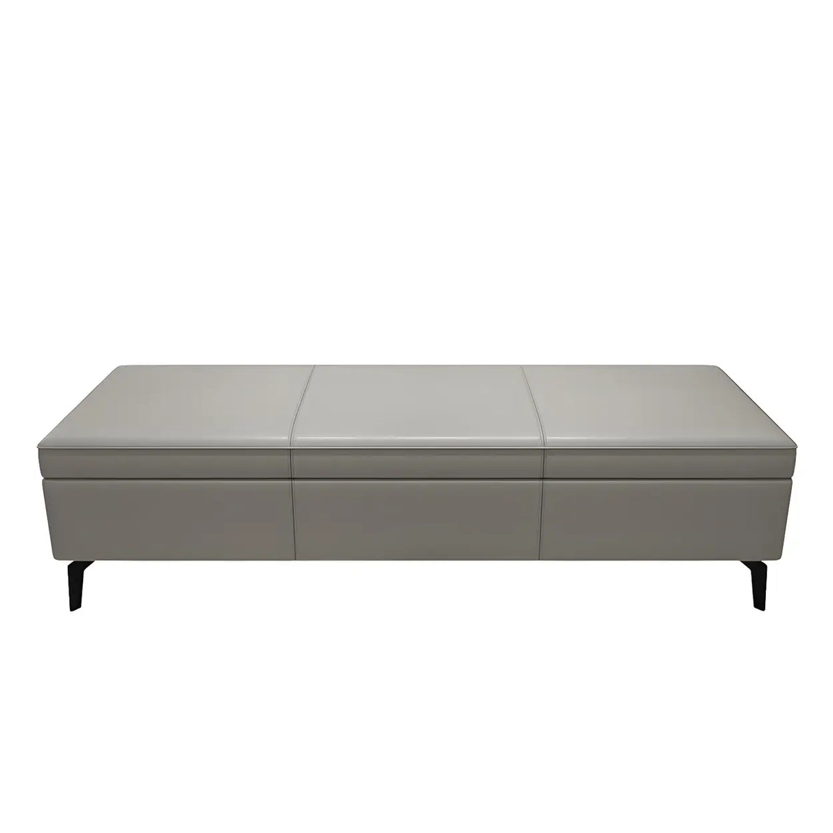 Light Gray Faux Leather Flip Top Storage Bedroom Bench Image - 10