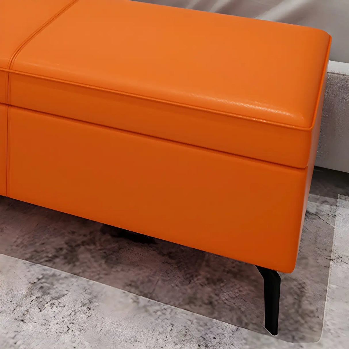 Light Gray Faux Leather Flip Top Storage Bedroom Bench Image - 12