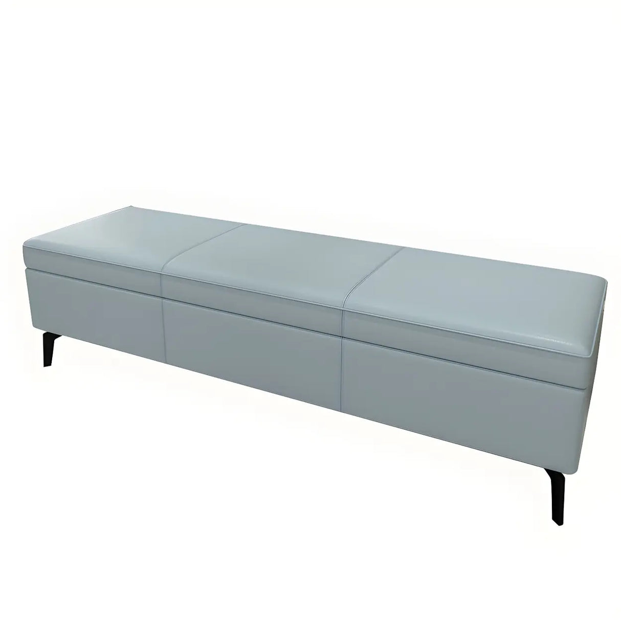 Light Gray Faux Leather Flip Top Storage Bedroom Bench Image - 18