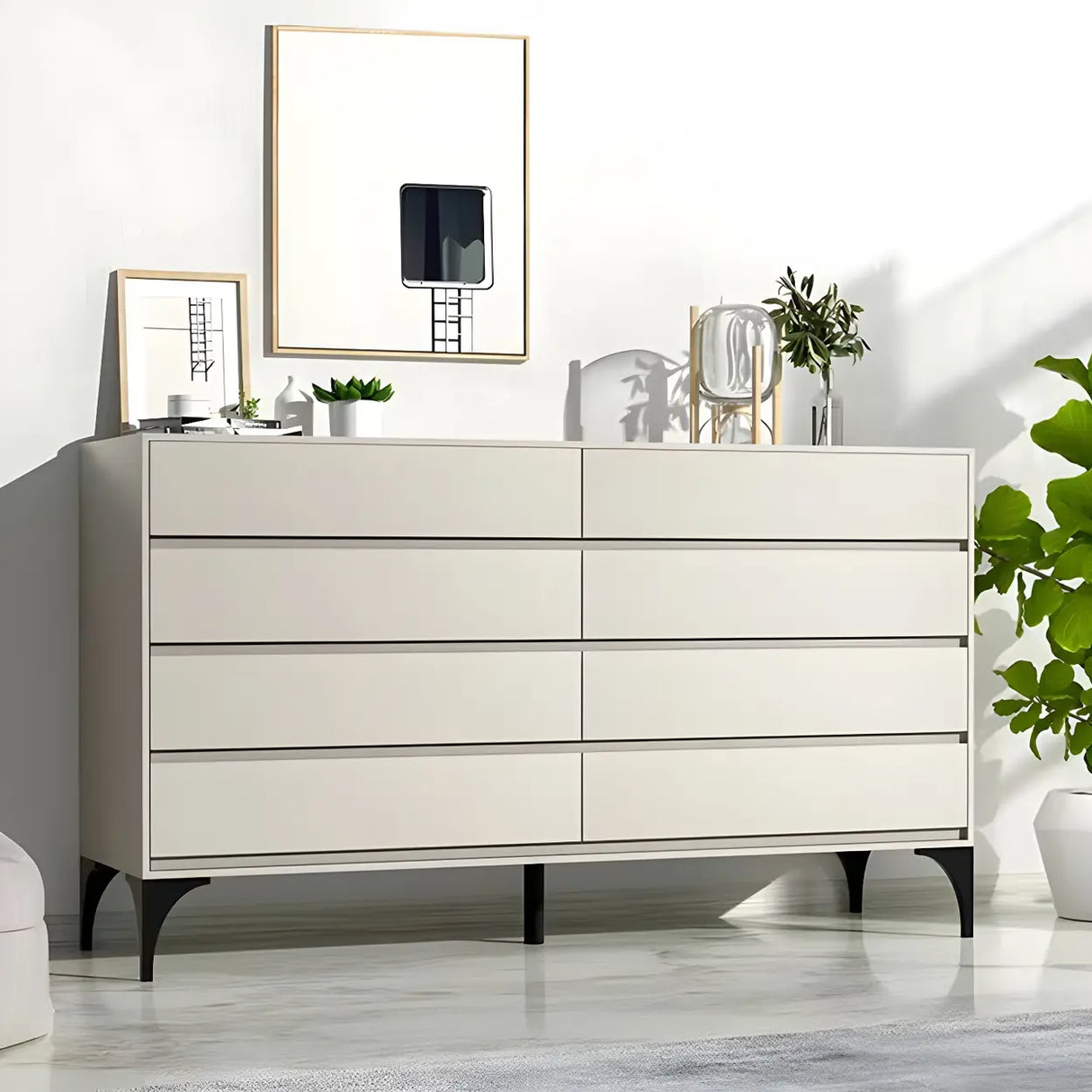 Light Gray Manufactured Wood Storage Dresser Chest Image - 5