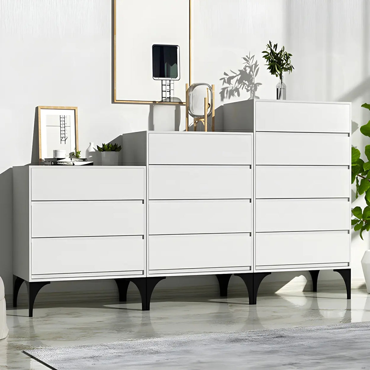 Light Gray Manufactured Wood Storage Dresser Chest Image - 7