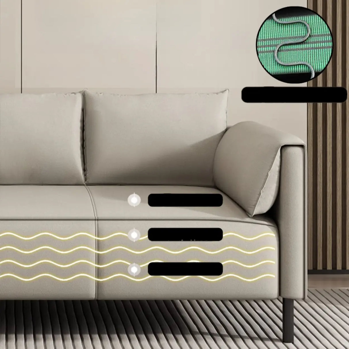 Light Gray Water Resistant Pillow Back Foam Fill Sofa Image - 10