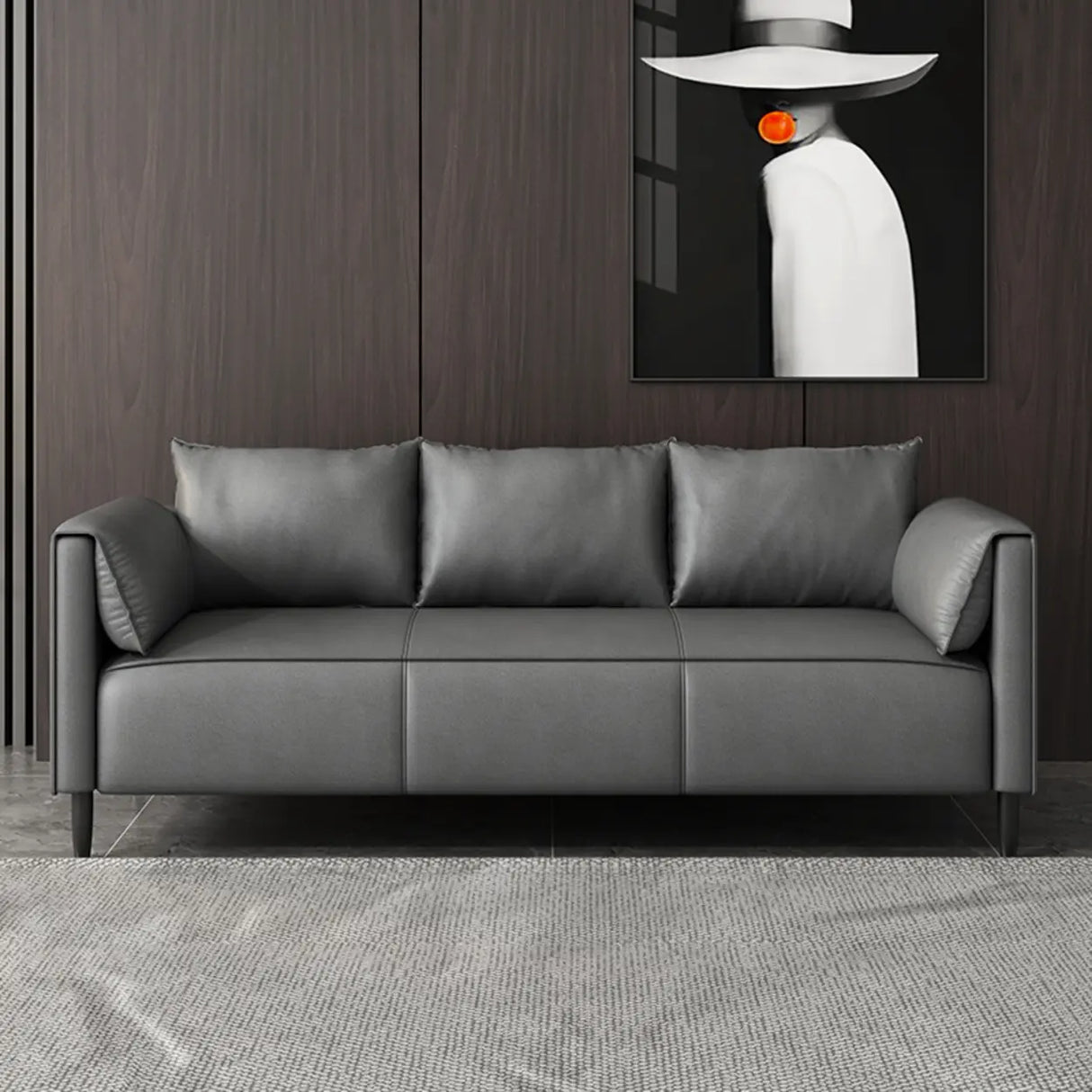 Light Gray Water Resistant Pillow Back Foam Fill Sofa Image - 15