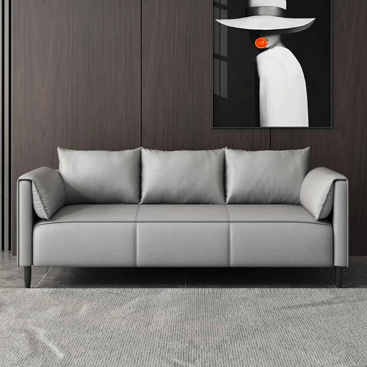 Light Gray Water Resistant Pillow Back Foam Fill Sofa Image - 17