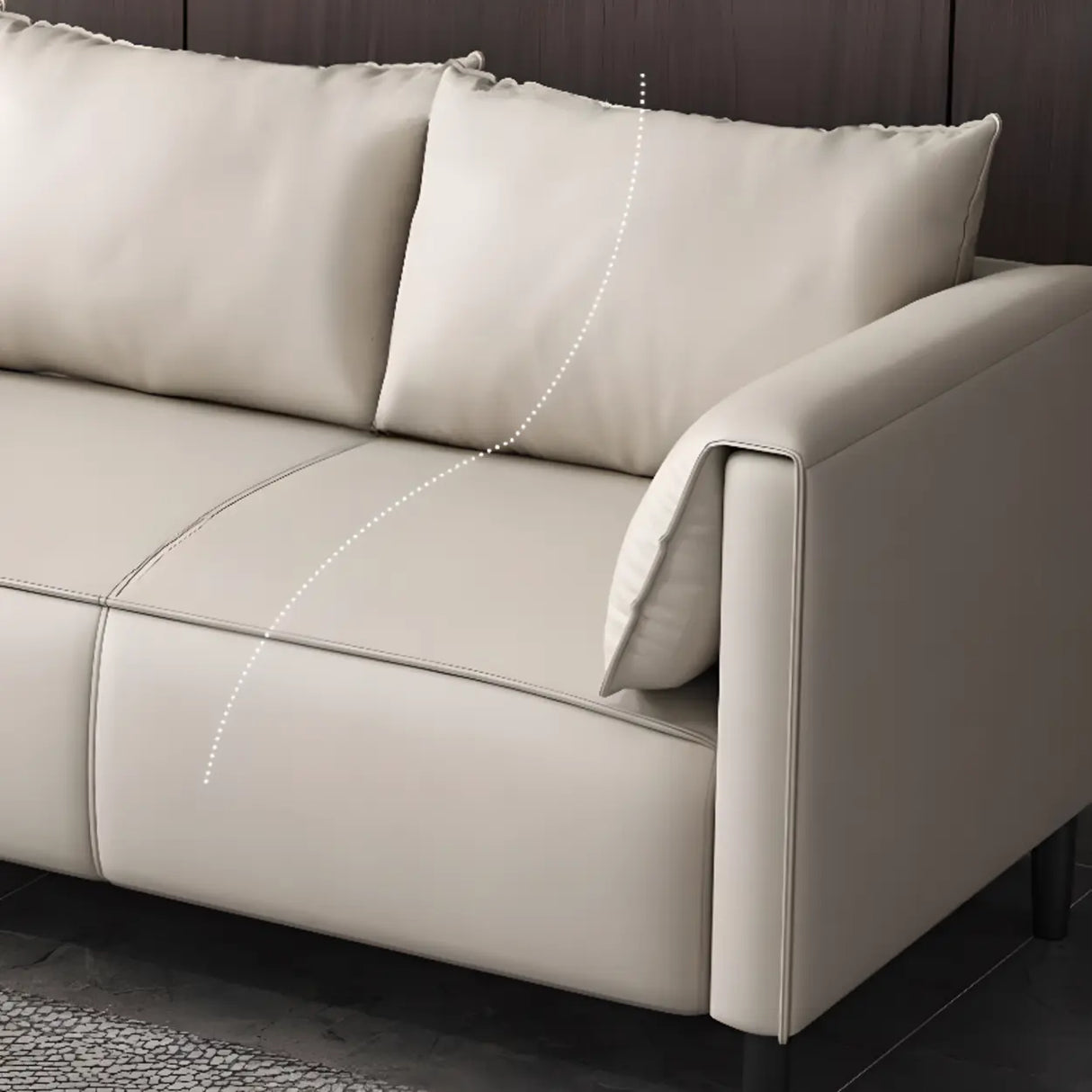 Light Gray Water Resistant Pillow Back Foam Fill Sofa Image - 21