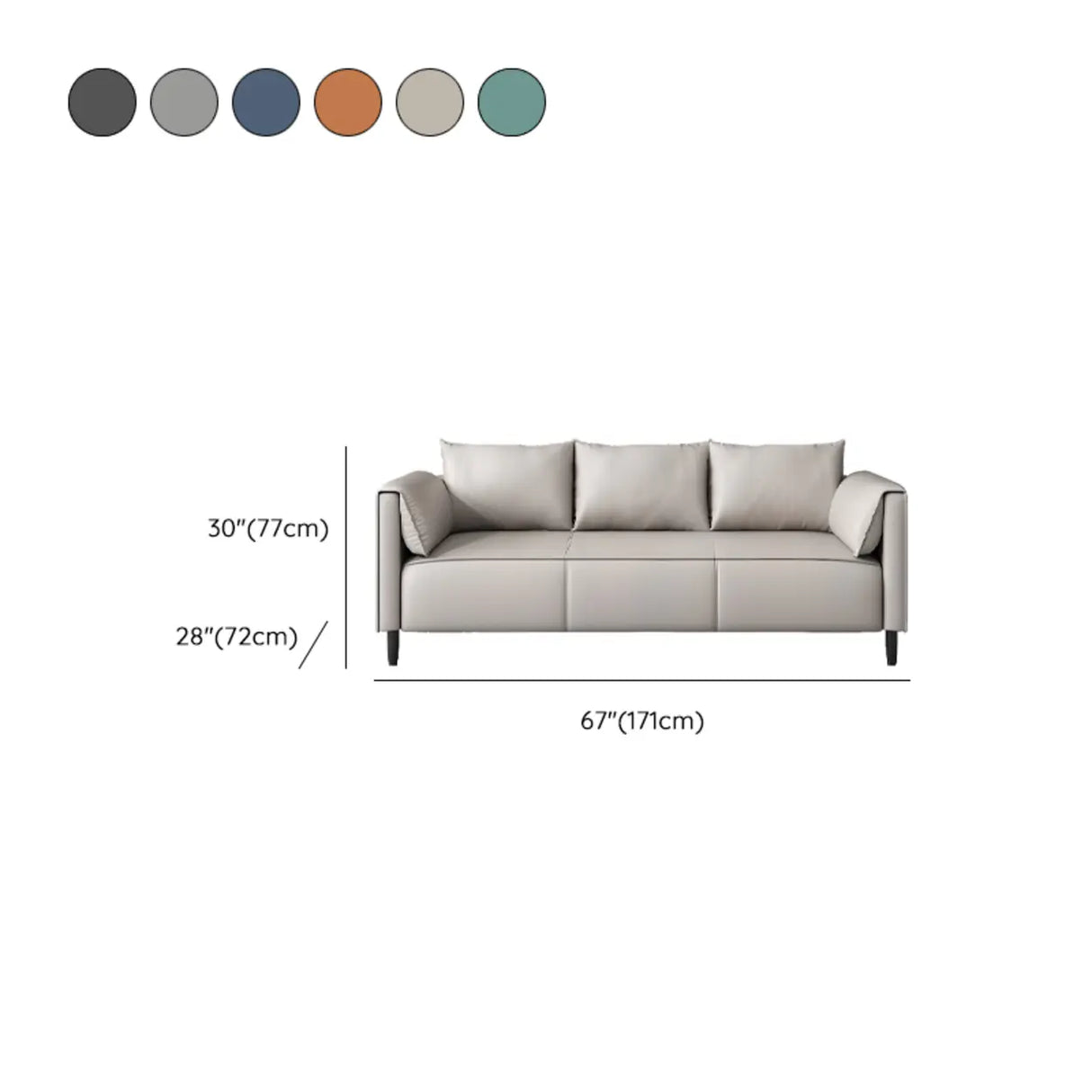 Light Gray Water Resistant Pillow Back Foam Fill Sofa