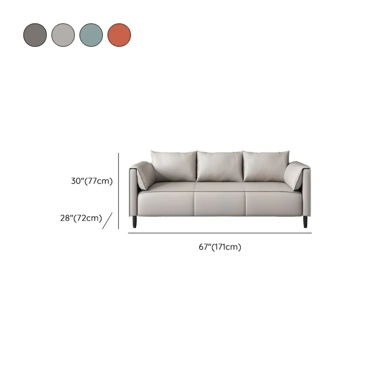 Light Gray Water Resistant Pillow Back Foam Fill Sofa Image - 23