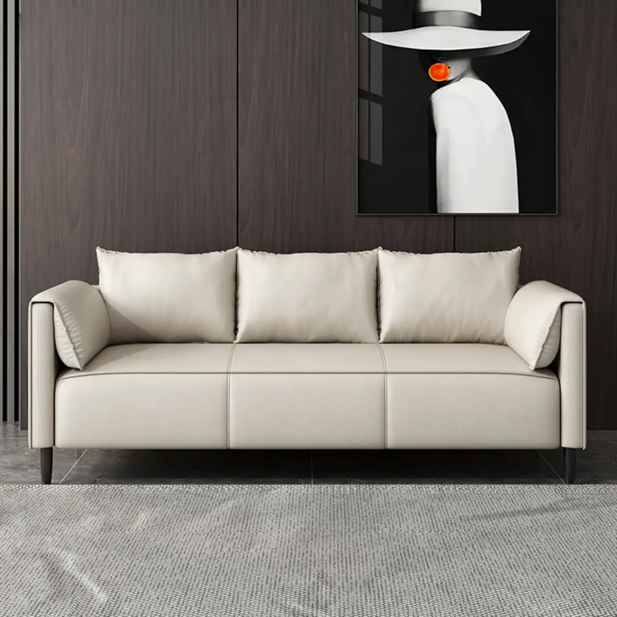 Light Gray Water Resistant Pillow Back Foam Fill Sofa Image - 3