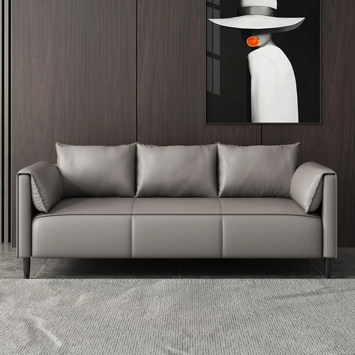 Light Gray Water Resistant Pillow Back Foam Fill Sofa Image - 4