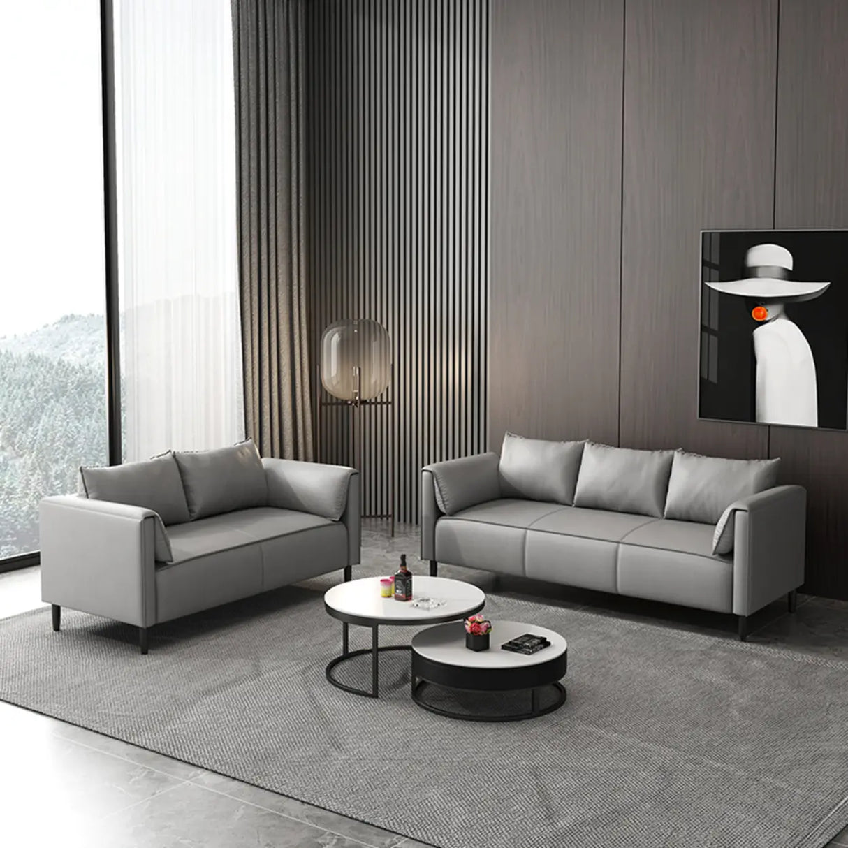 Light Gray Water Resistant Pillow Back Foam Fill Sofa Image - 5