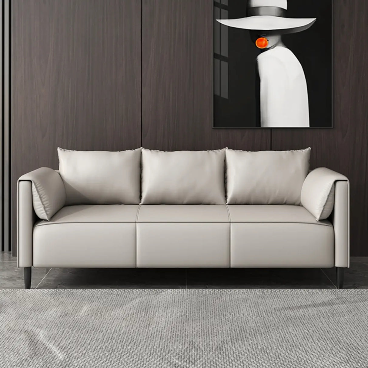 Light Gray Water Resistant Pillow Back Foam Fill Sofa Image - 8