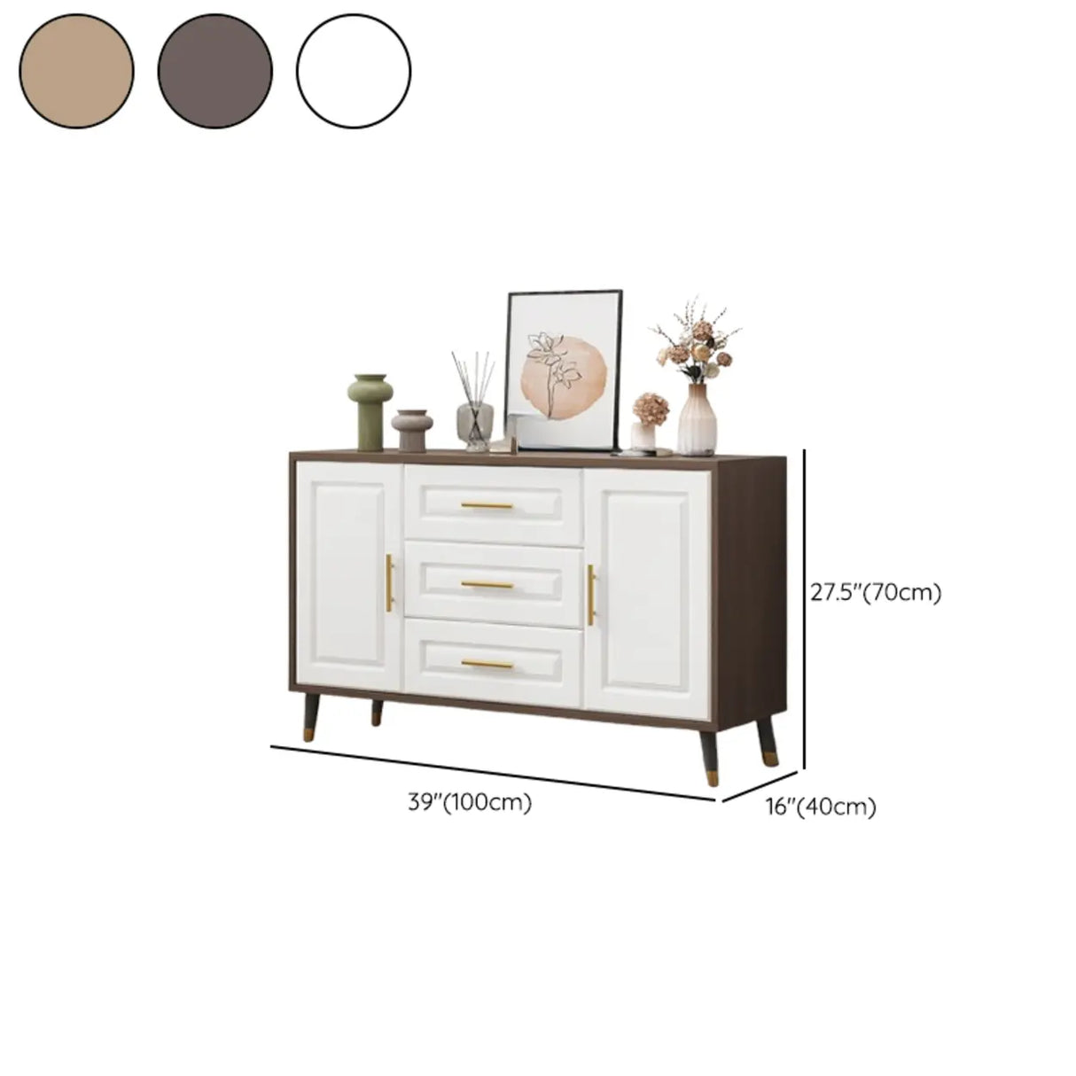 Light Walnut Wood Rectangular Drawers Cabinet TV Stand Image - 24