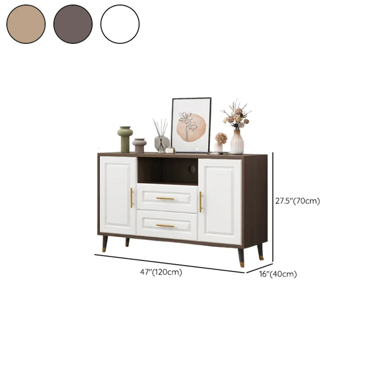 Light Walnut Wood Rectangular Drawers Cabinet TV Stand Image - 25