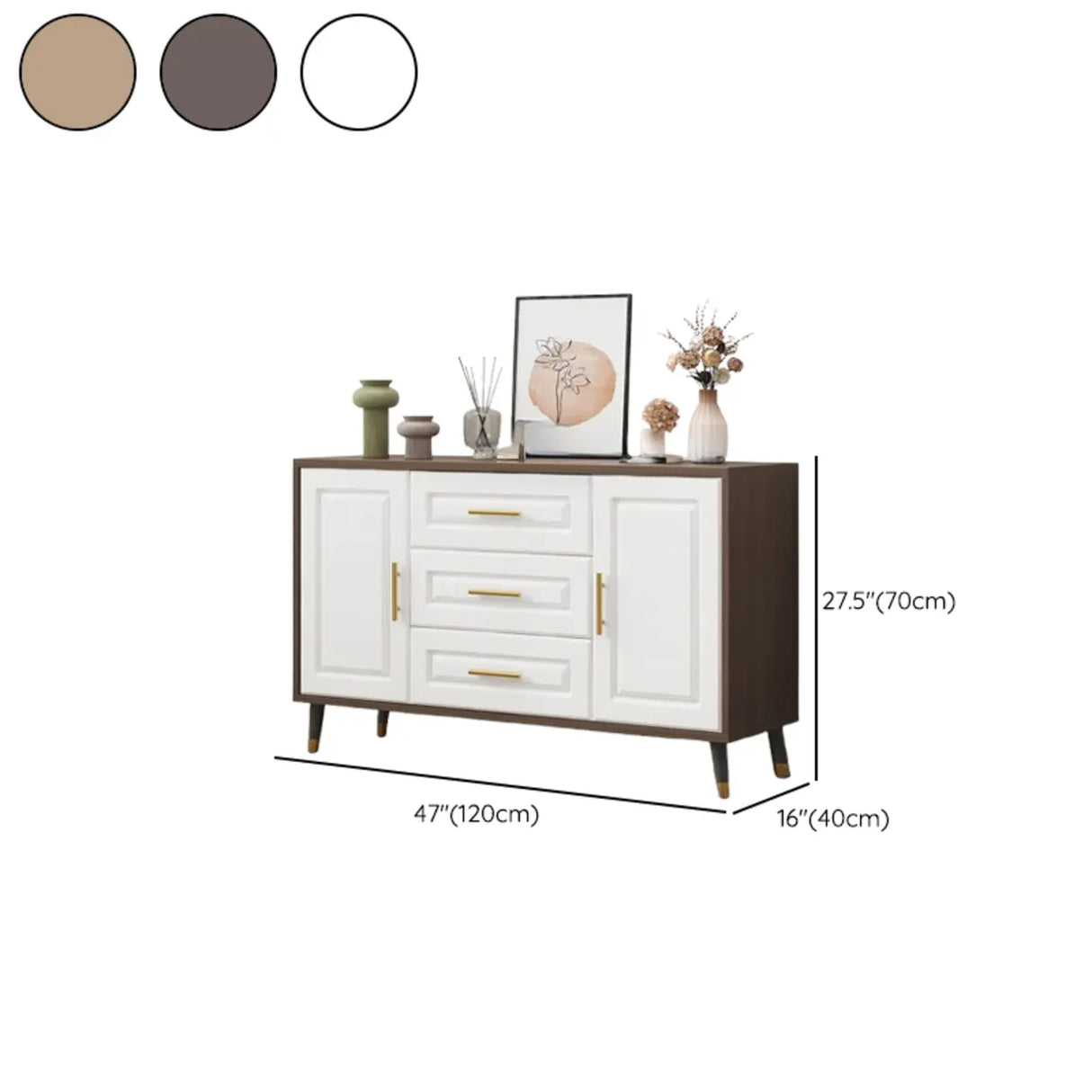 Light Walnut Wood Rectangular Drawers Cabinet TV Stand Image - 26