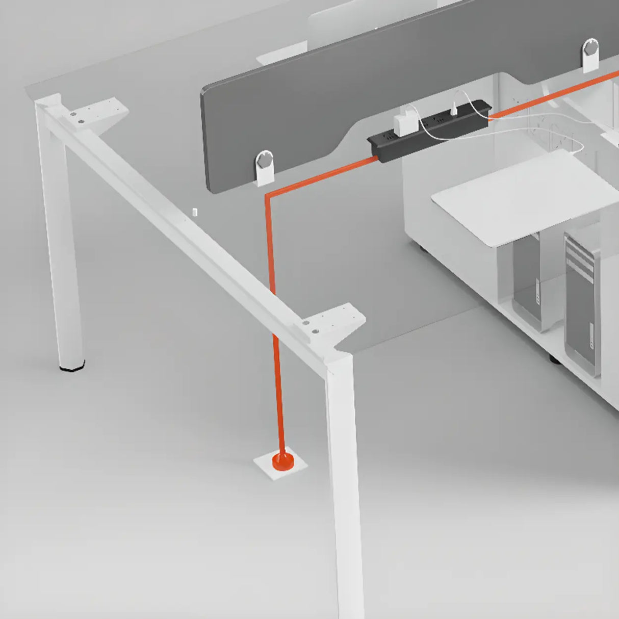 Light Wood Drawer Cabinet Rectangle Office Writing Desk Image - 10