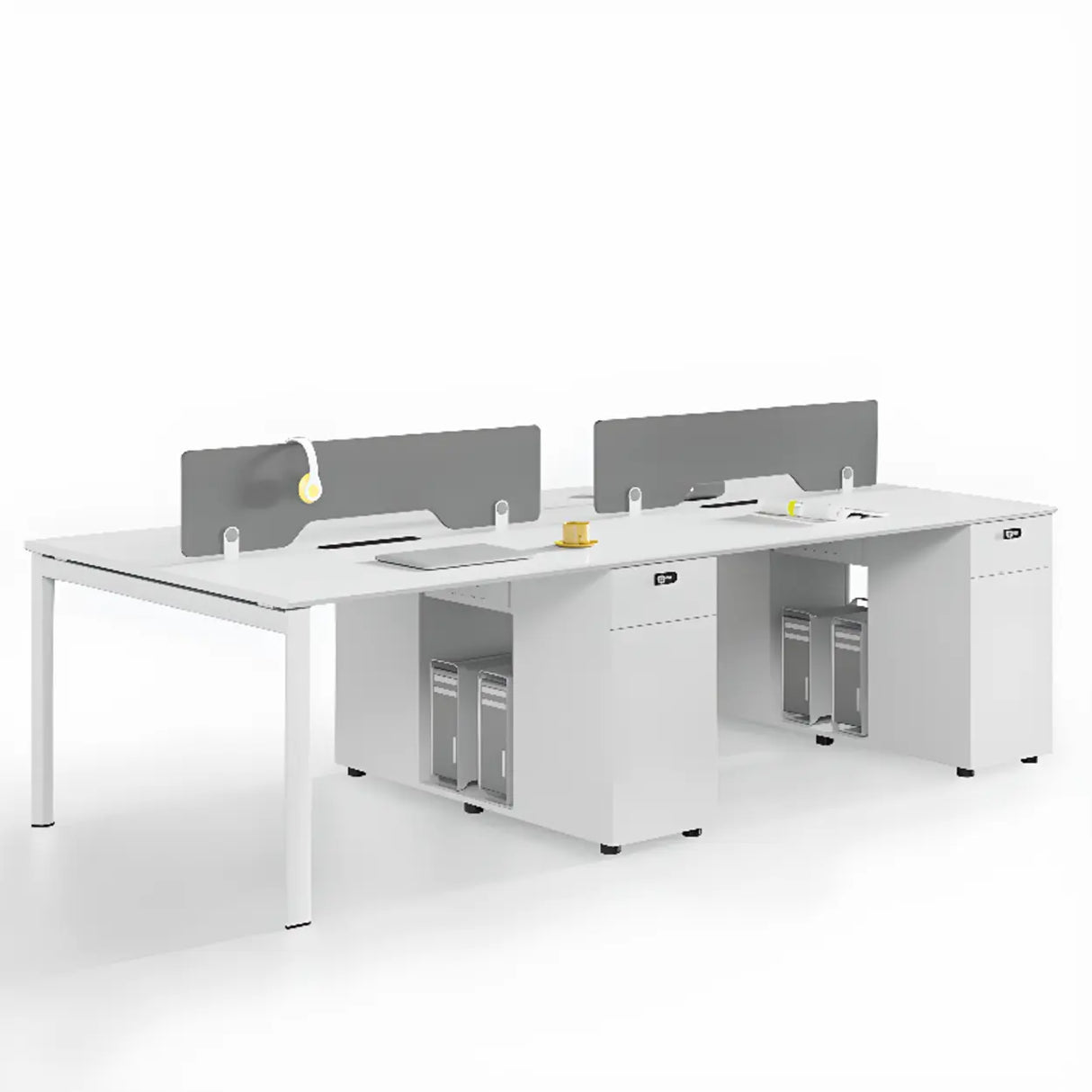 Light Wood Drawer Cabinet Rectangle Office Writing Desk Image - 11