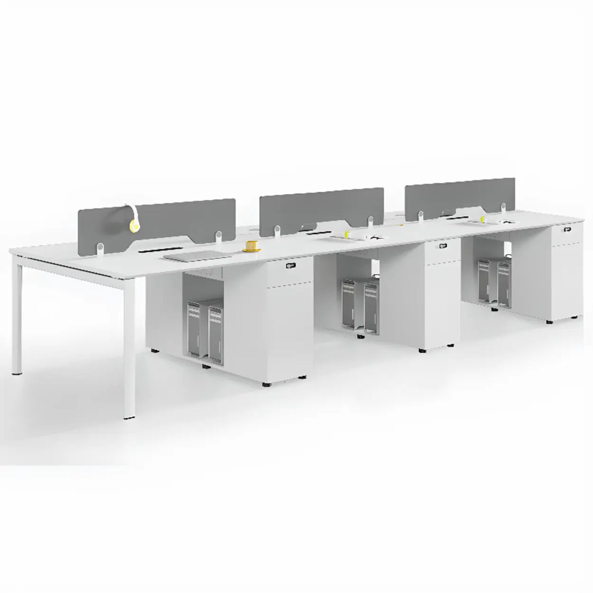 Light Wood Drawer Cabinet Rectangle Office Writing Desk Image - 14