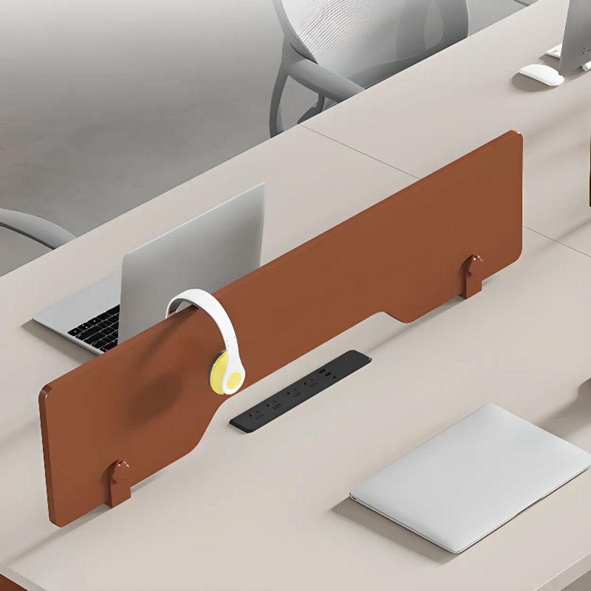 Light Wood Drawer Cabinet Rectangle Office Writing Desk Image - 15