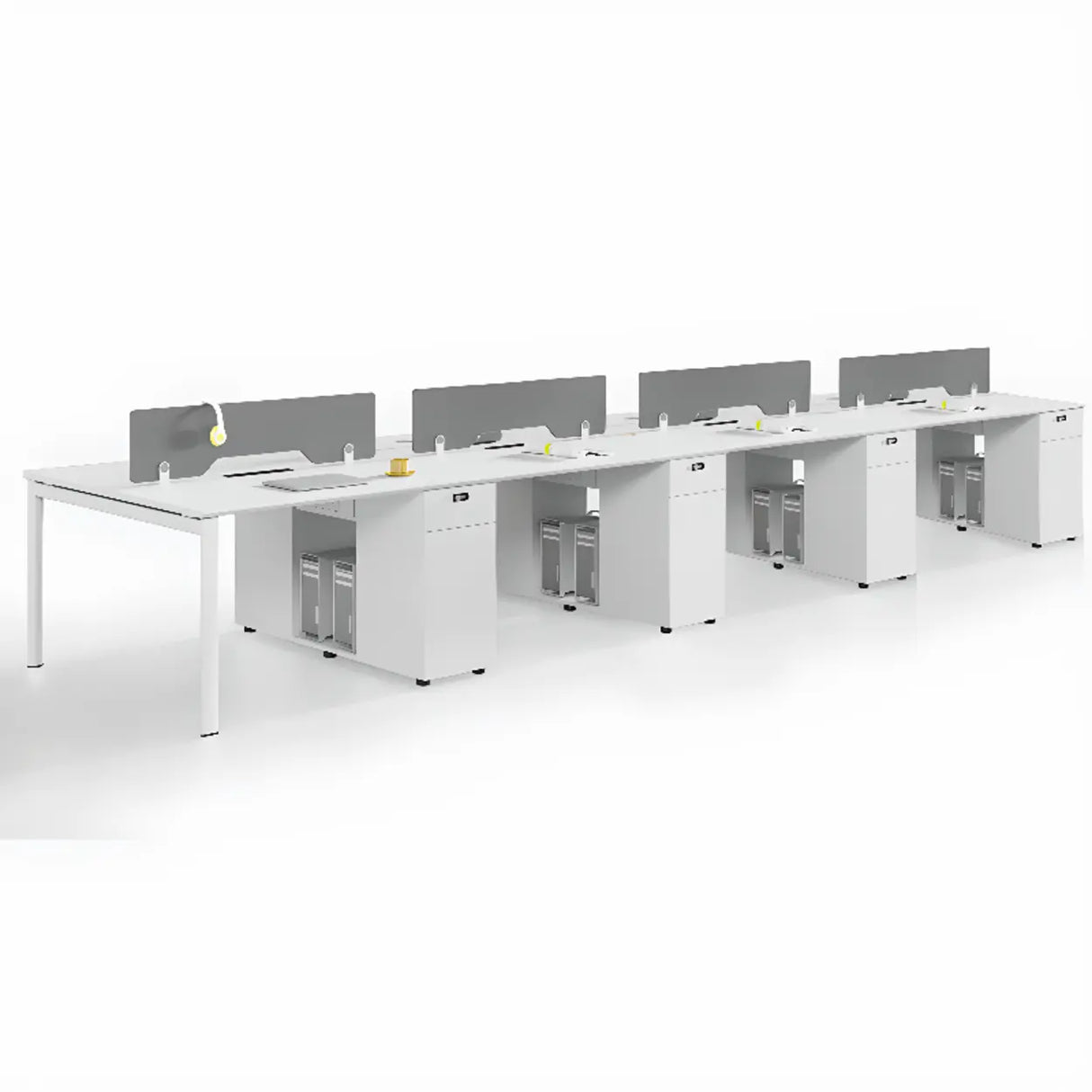 Light Wood Drawer Cabinet Rectangle Office Writing Desk Image - 16