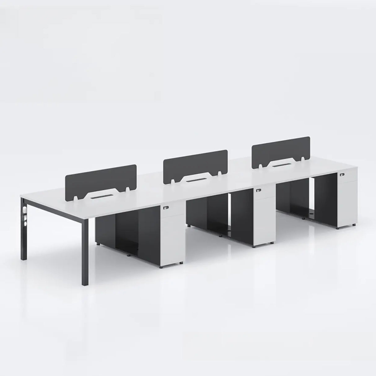 Light Wood Drawer Cabinet Rectangle Office Writing Desk Image - 20