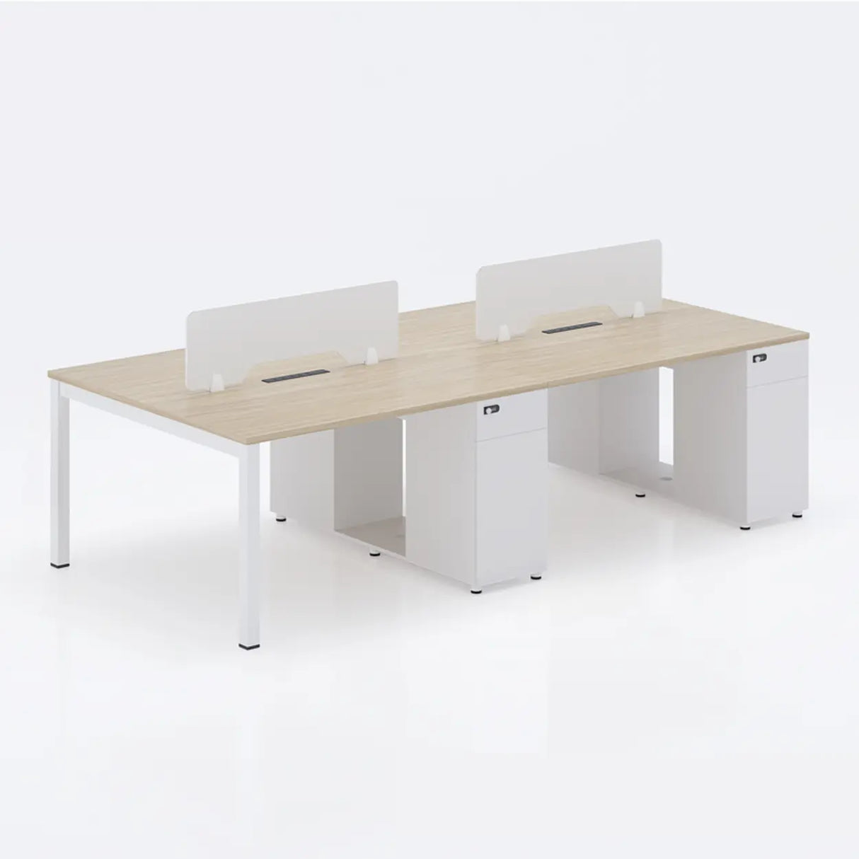 Light Wood Drawer Cabinet Rectangle Office Writing Desk Image - 23