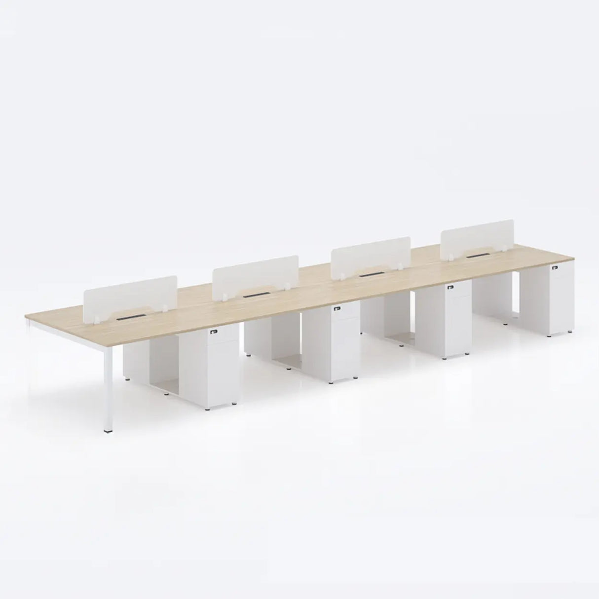 Light Wood Drawer Cabinet Rectangle Office Writing Desk Image - 25