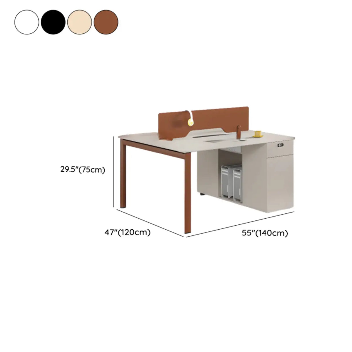 Light Wood Drawer Cabinet Rectangle Office Writing Desk Image - 27