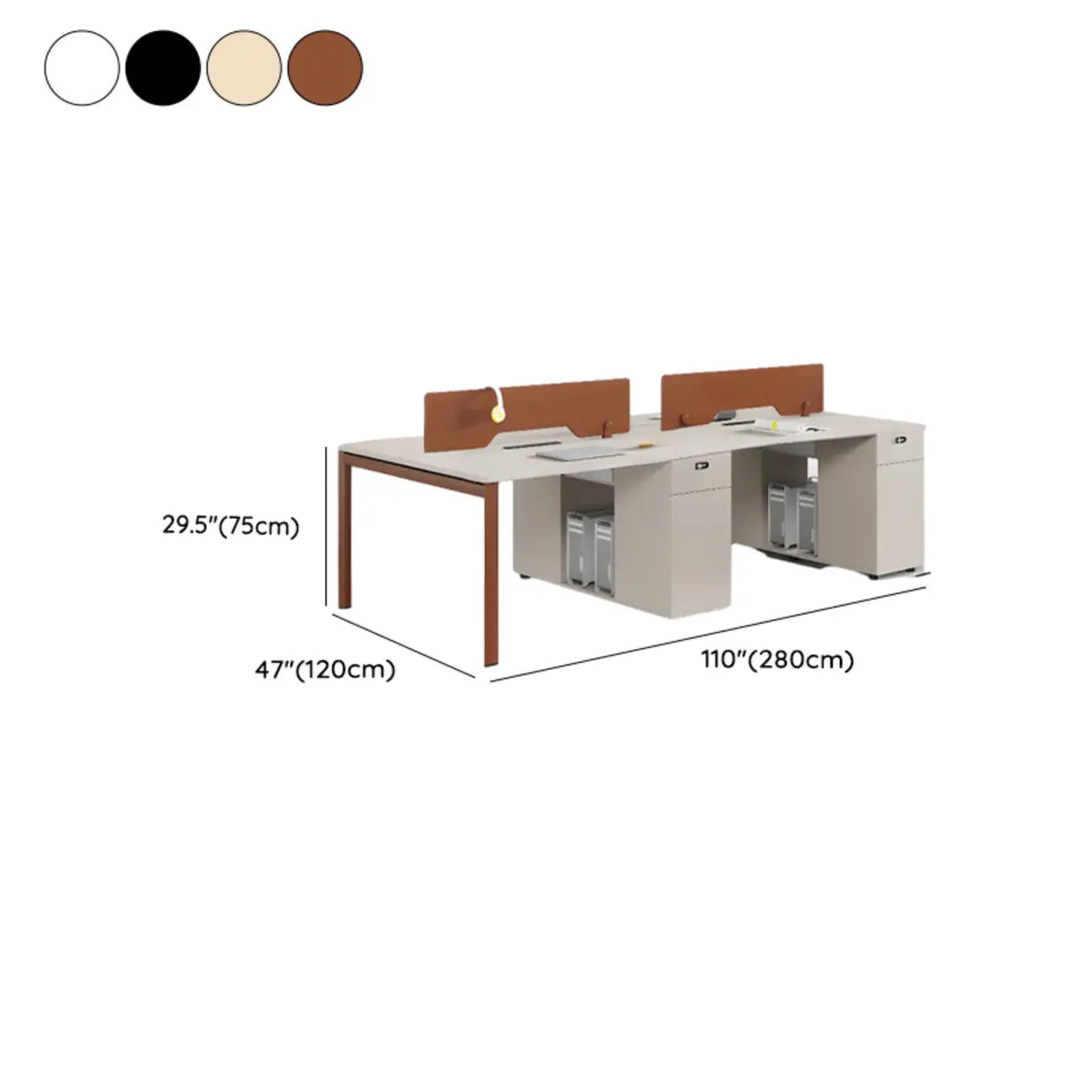Light Wood Drawer Cabinet Rectangle Office Writing Desk Image - 29