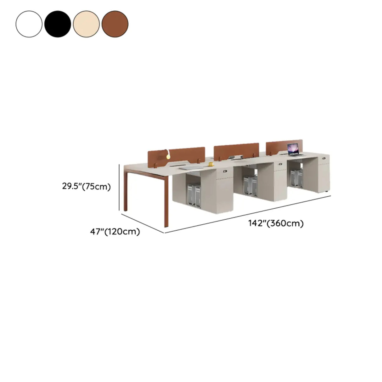 Light Wood Drawer Cabinet Rectangle Office Writing Desk Image - 30