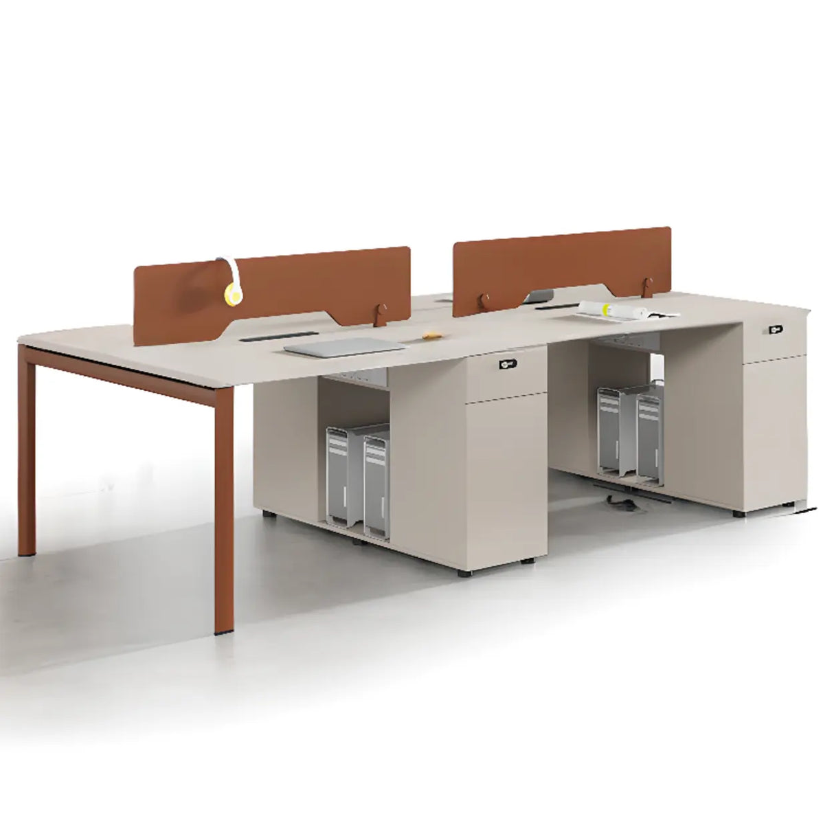 Light Wood Drawer Cabinet Rectangle Office Writing Desk Image - 4