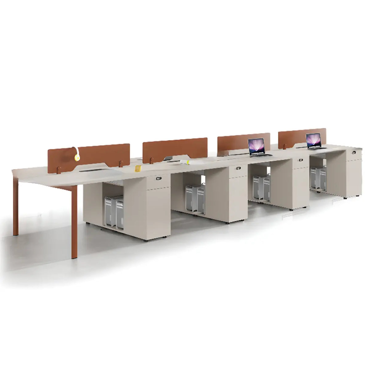 Light Wood Drawer Cabinet Rectangle Office Writing Desk Image - 8