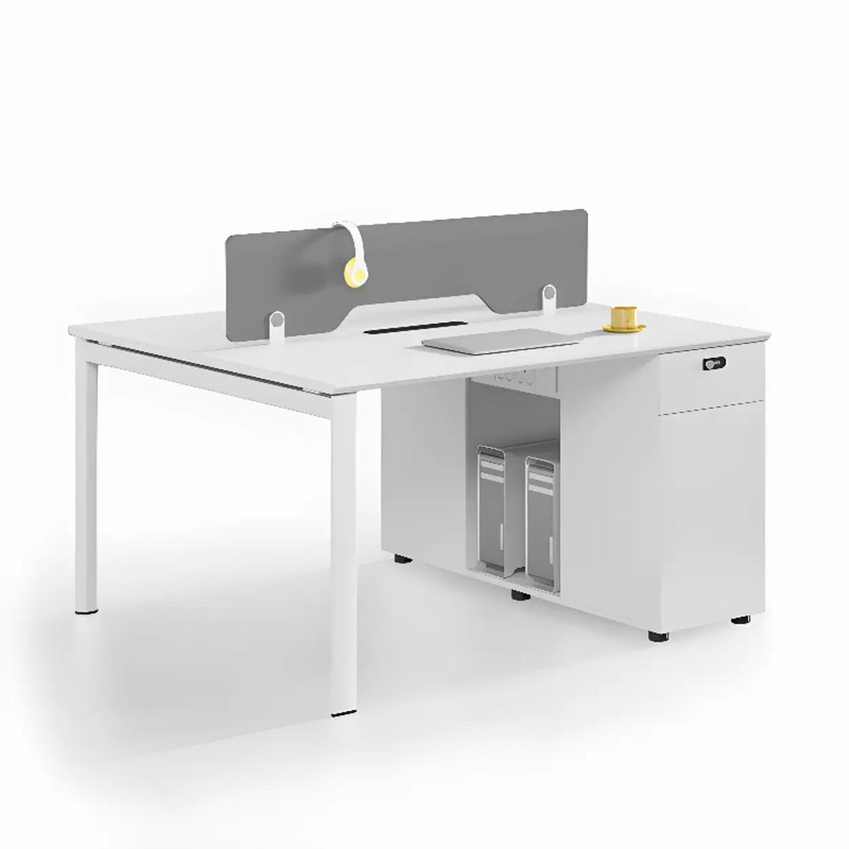 Light Wood Drawer Cabinet Rectangle Office Writing Desk Image - 9