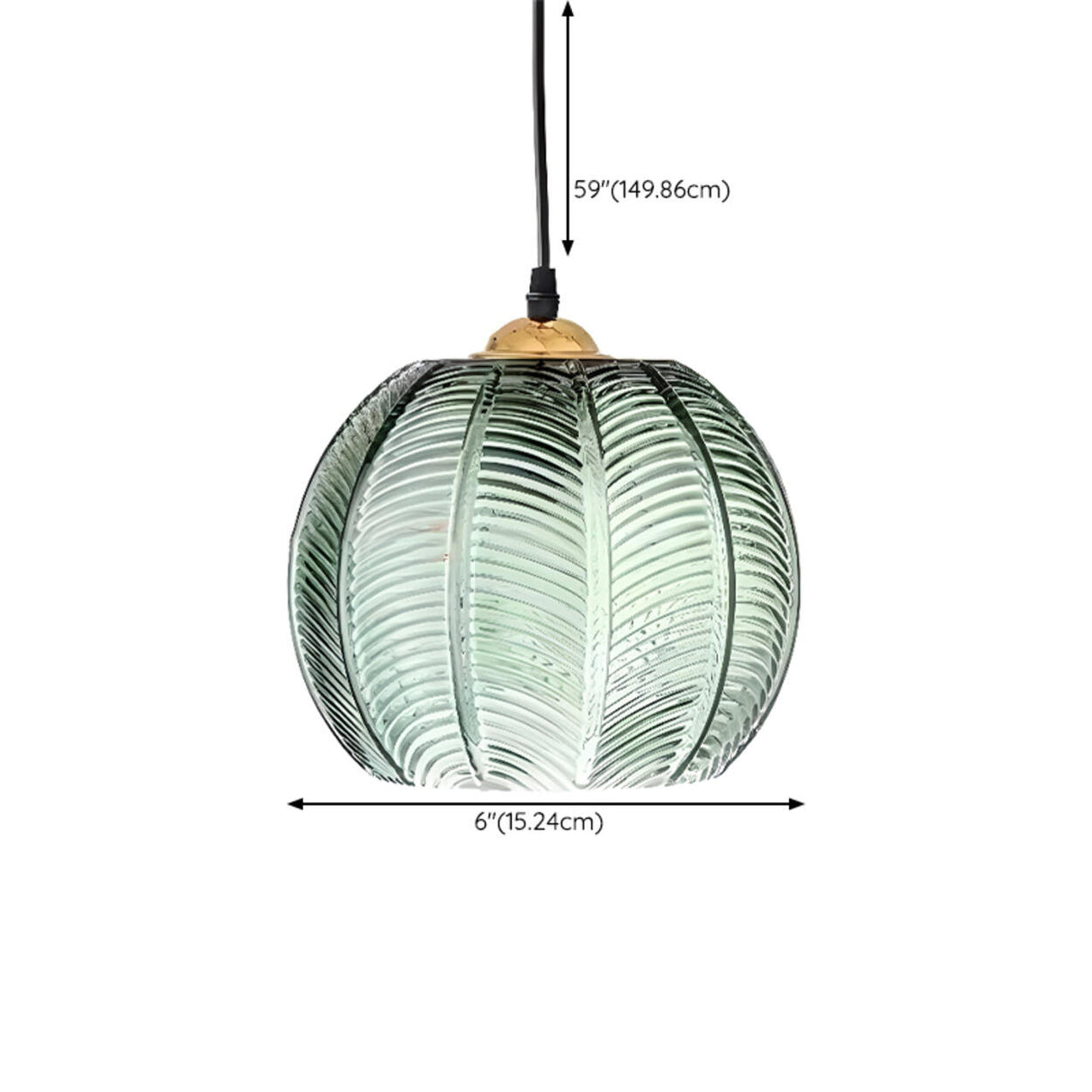 Lime Green Textured Clear Glass Ball Pendant Light