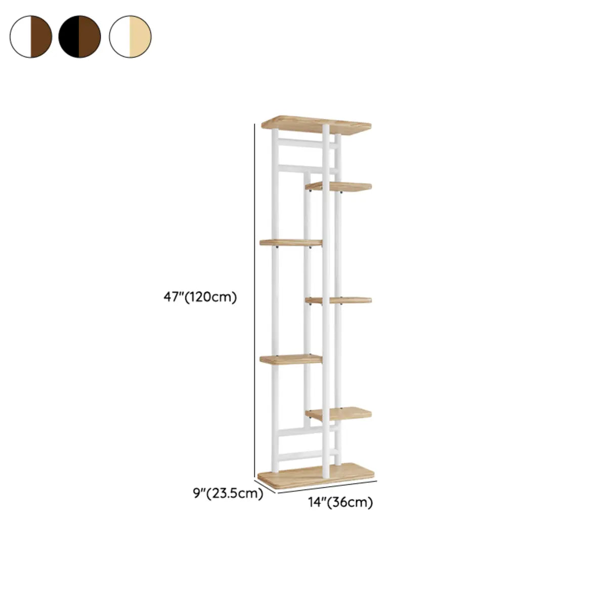 Living Room 6 Layers Wood Plant Stands Black-Brown