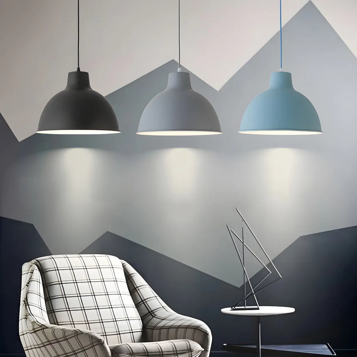 Living Room Adjustable Dome Aluminum Cord Pendant Light Image - 1