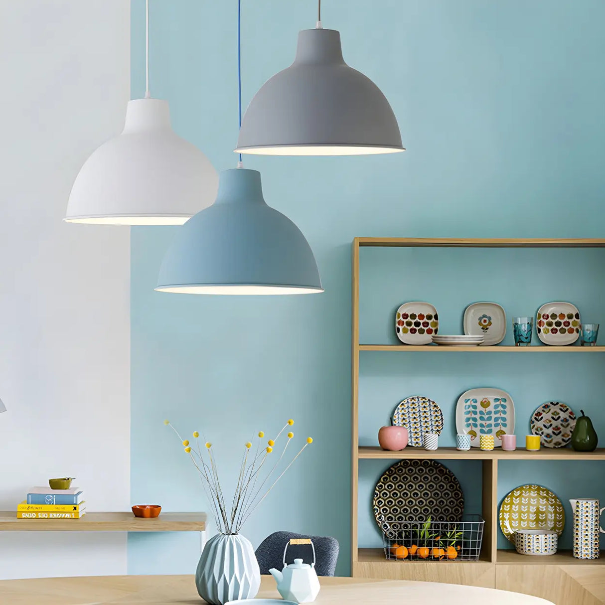 Living Room Adjustable Dome Aluminum Cord Pendant Light Image - 21