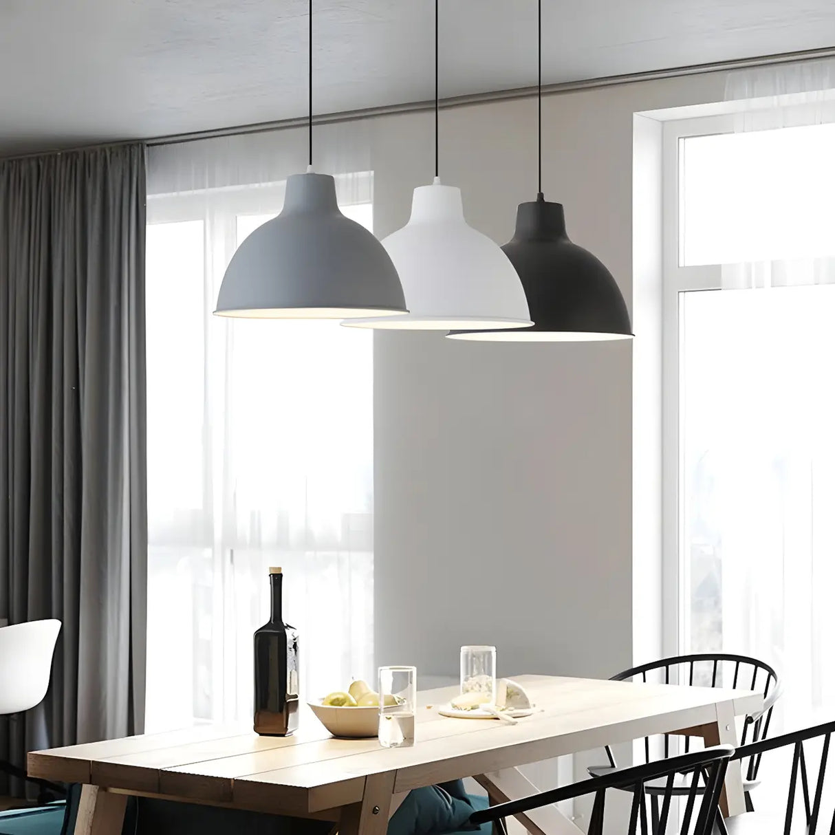 Living Room Adjustable Dome Aluminum Cord Pendant Light Image - 23
