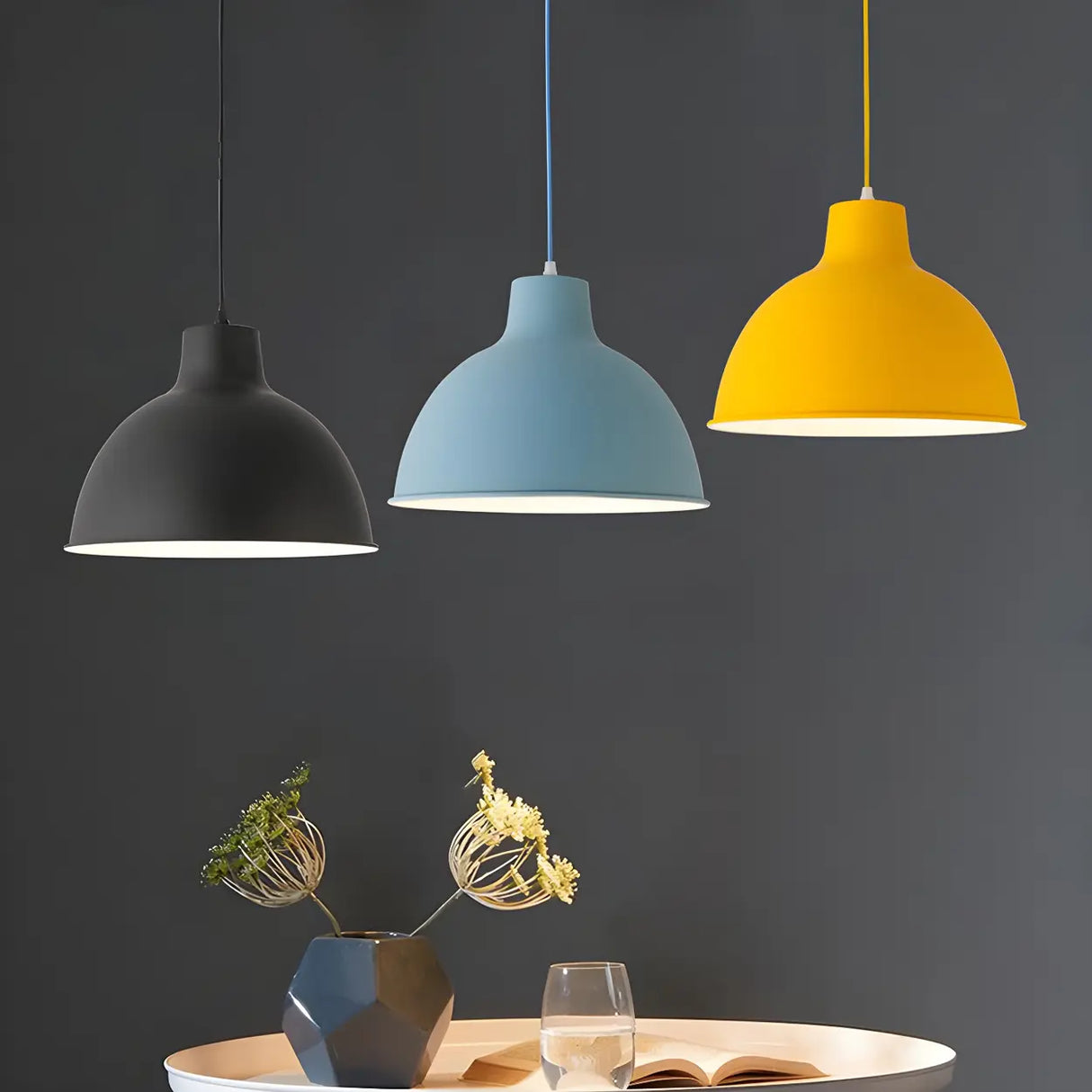 Living Room Adjustable Dome Aluminum Cord Pendant Light Image - 29