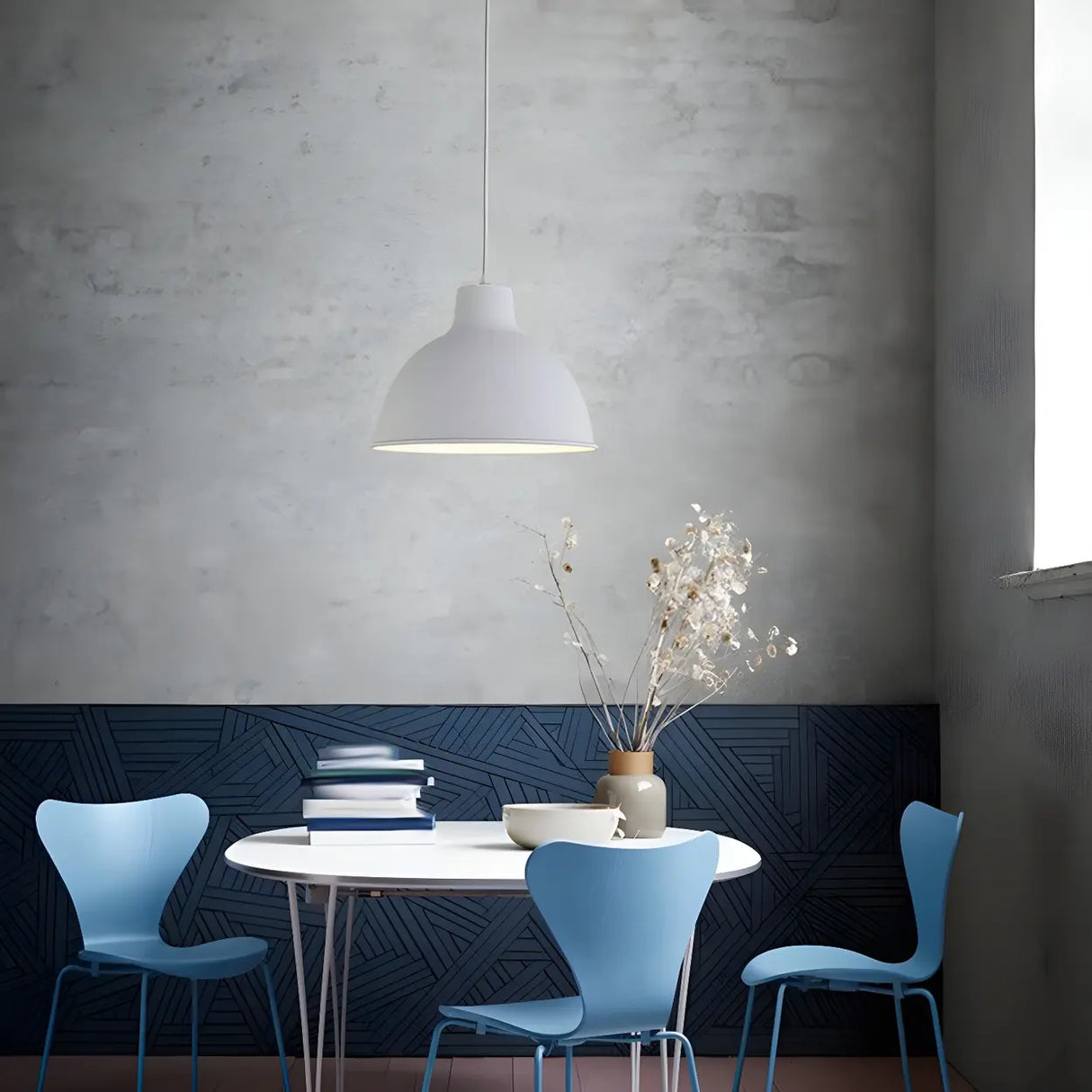 Living Room Adjustable Dome Aluminum Cord Pendant Light Image - 4