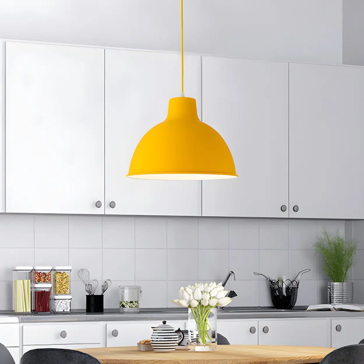 Living Room Adjustable Dome Aluminum Cord Pendant Light Image - 5