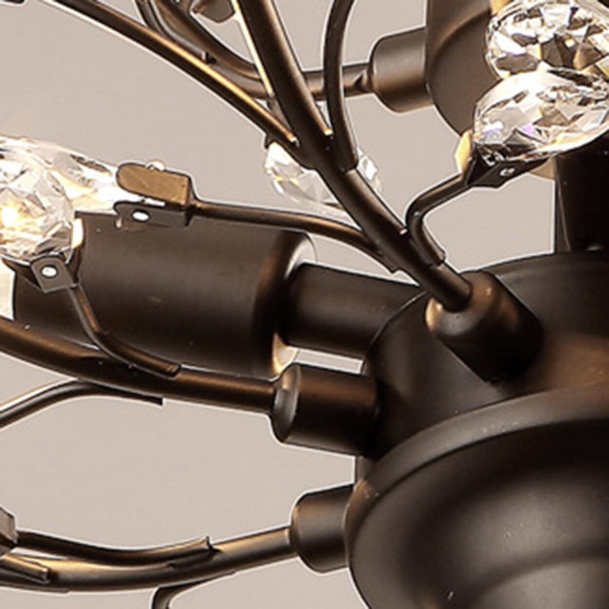 Living Room Black Crystal Branch Semi-Flush Mount Light Image - 10